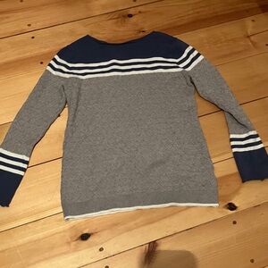 Gray and Blue Striped Sweater